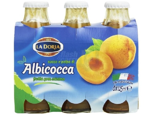 [103174] LA DORIA SUCCO VETRO ML.125X6 ALBICOCCA